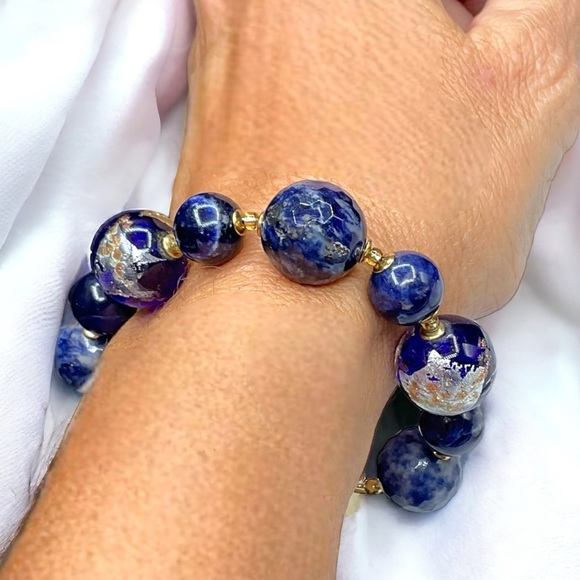 🌺Zecchin Lapis & Murano Glass Bracelet - Picture 2 of 11